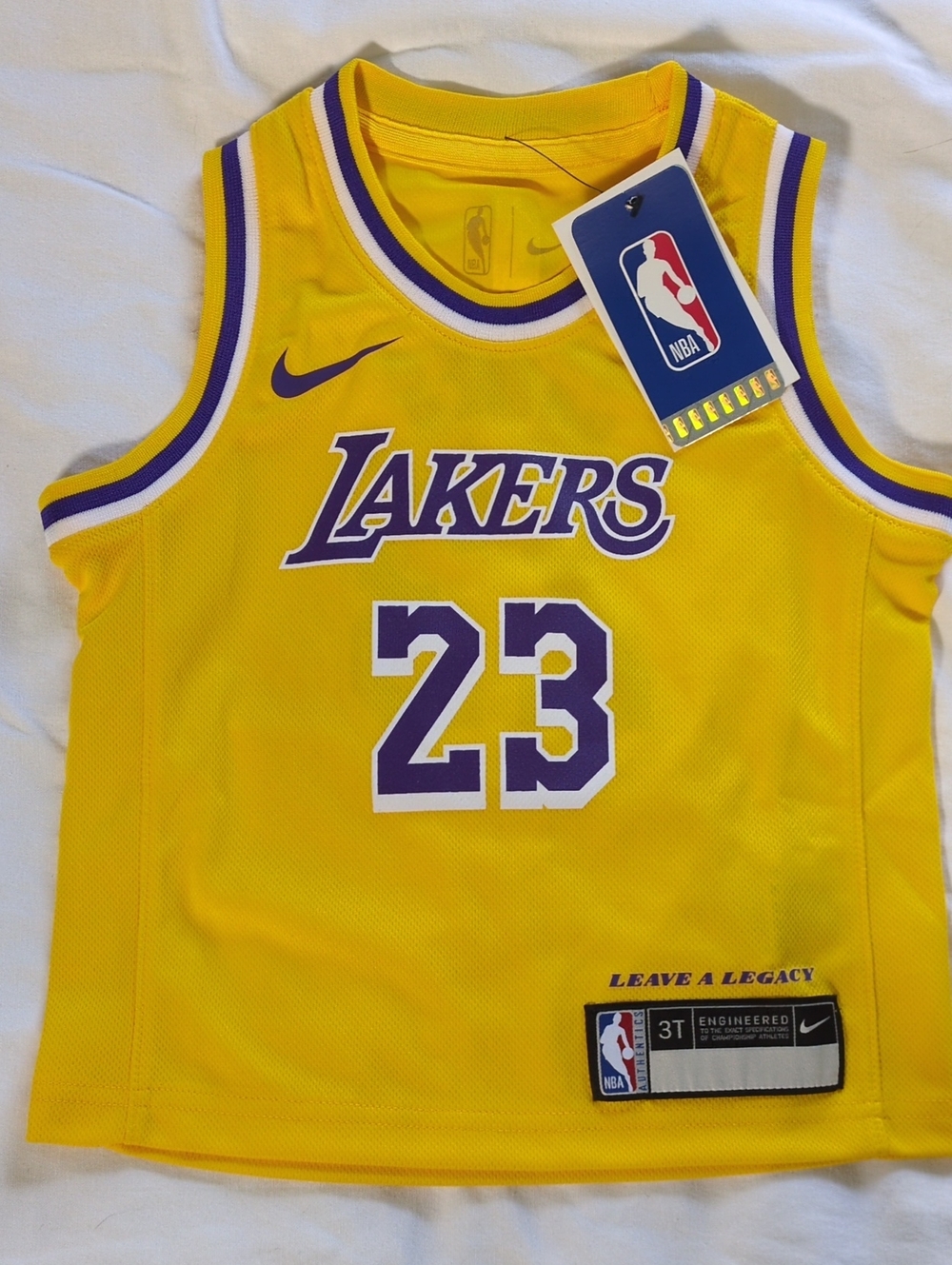 Nike Yellow Lakers Kids' Basketball Jersey #23 - NEW with Tags. 3T
